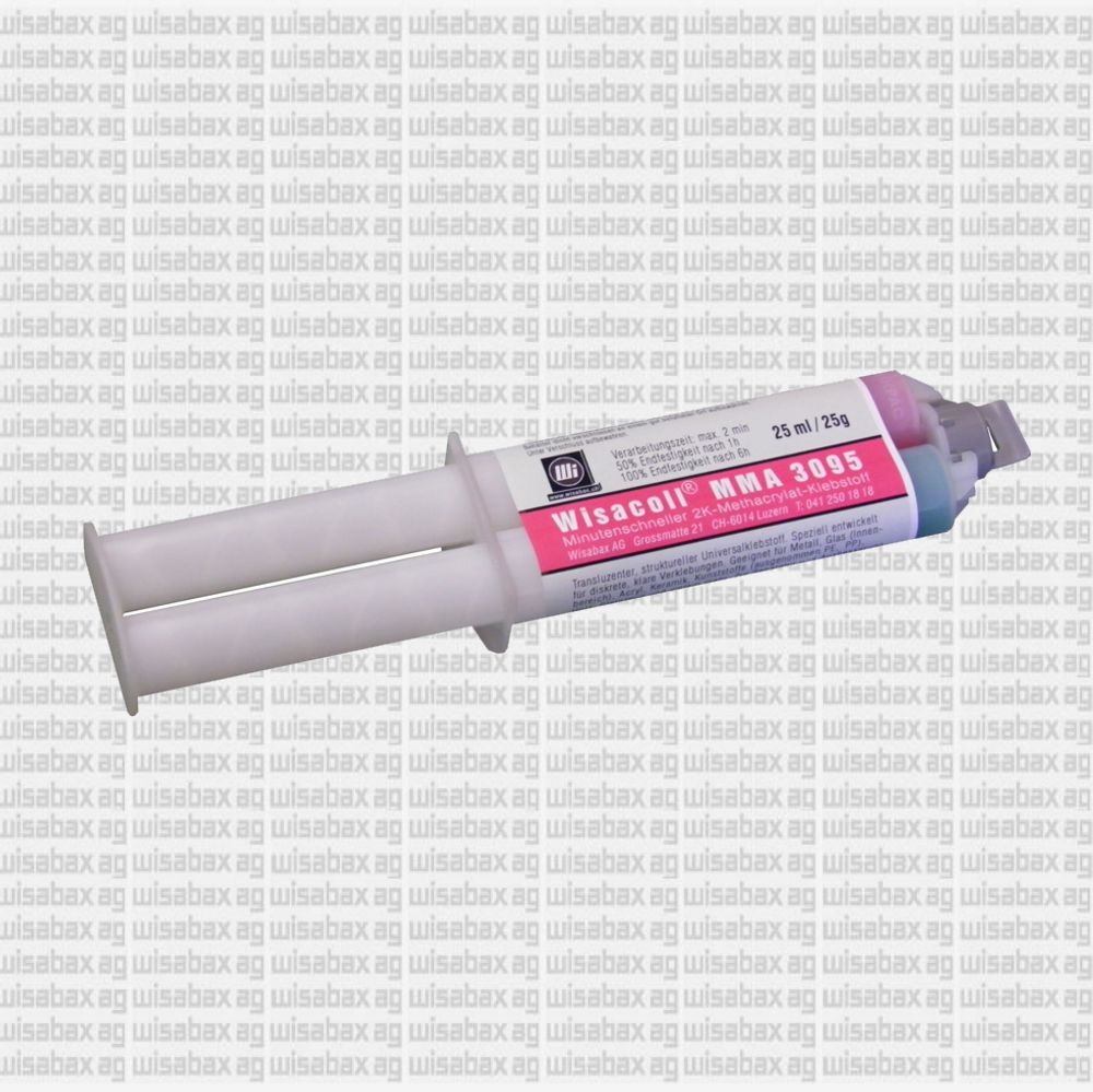 Wisacoll MMA 3095‚ 2K-MMA-Klebstoff 1:1, niedrigviskos, 25 ml, Farbe: pink/grün, transluzent wenn gemischt