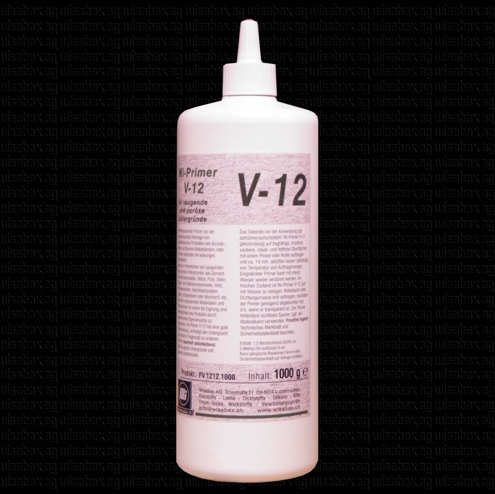 Wi-Primer V-12‚ Wässriger Primer für saugende und poröse Untergründe zur Haftverbesserung von Klebebändern, lösemittelfrei, selbstklebend